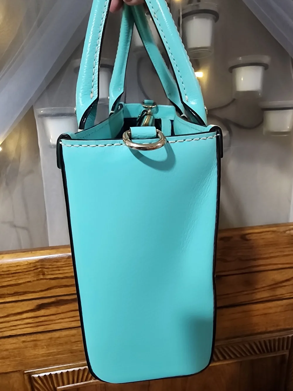 kate spade Turquoise Leather Satchel with Gold Hardware Crossbody Strap Included